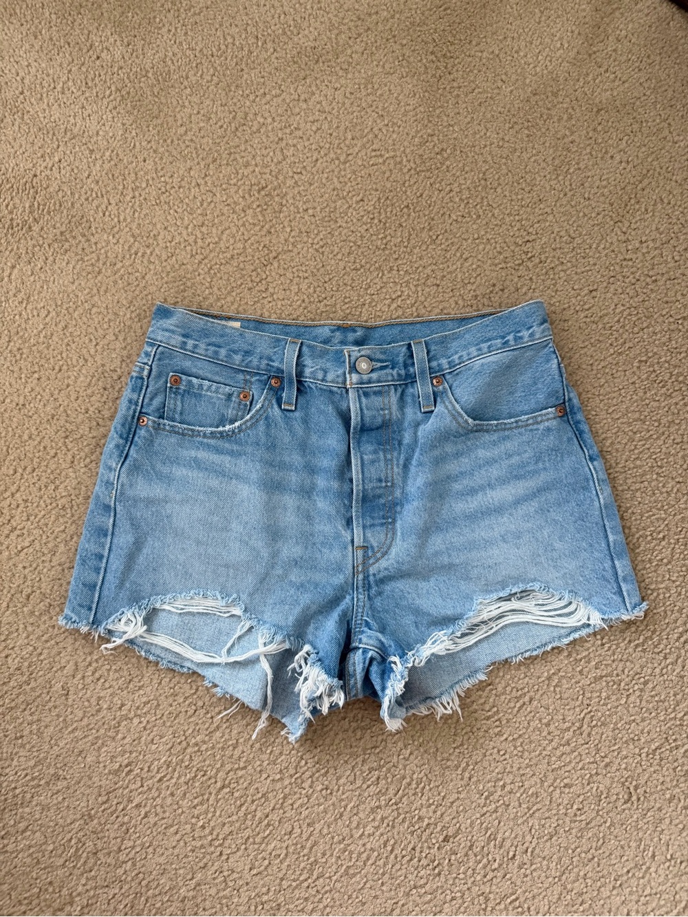 Levi's Light Blue Distressed Cutoff Jean Shorts